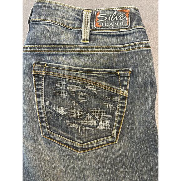 Silver Jeans Women 31 Blue Low Rise Bootcut Aiko Pants Light Wash Denim Stretch - Picture 2 of 14